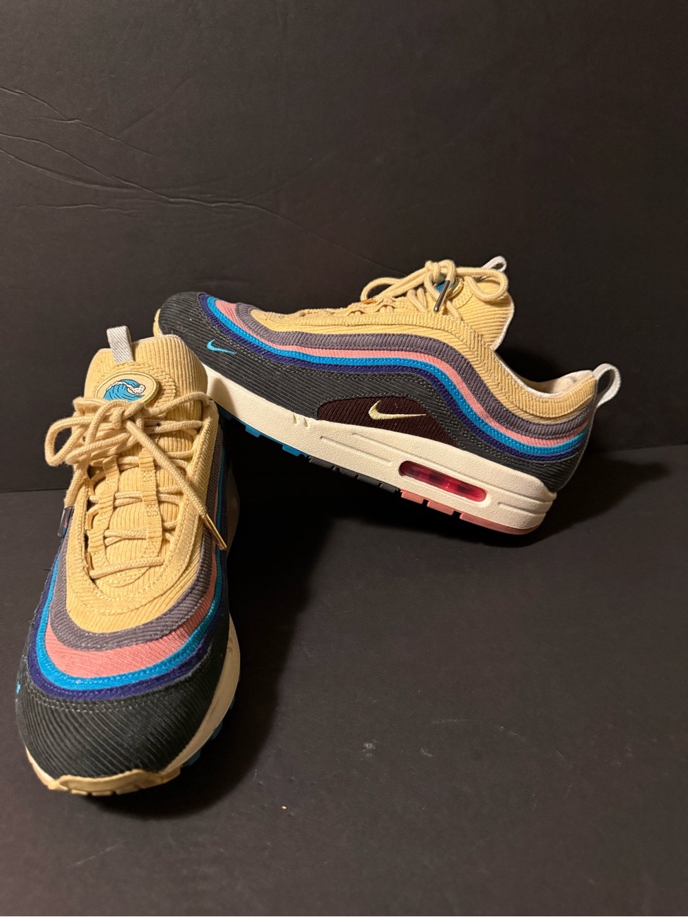 NIKE AIR MAX 1/97 VF SW SEAN WOTHERSPOON 90 95 CORDUROY BLUE FURY LEMON WASH